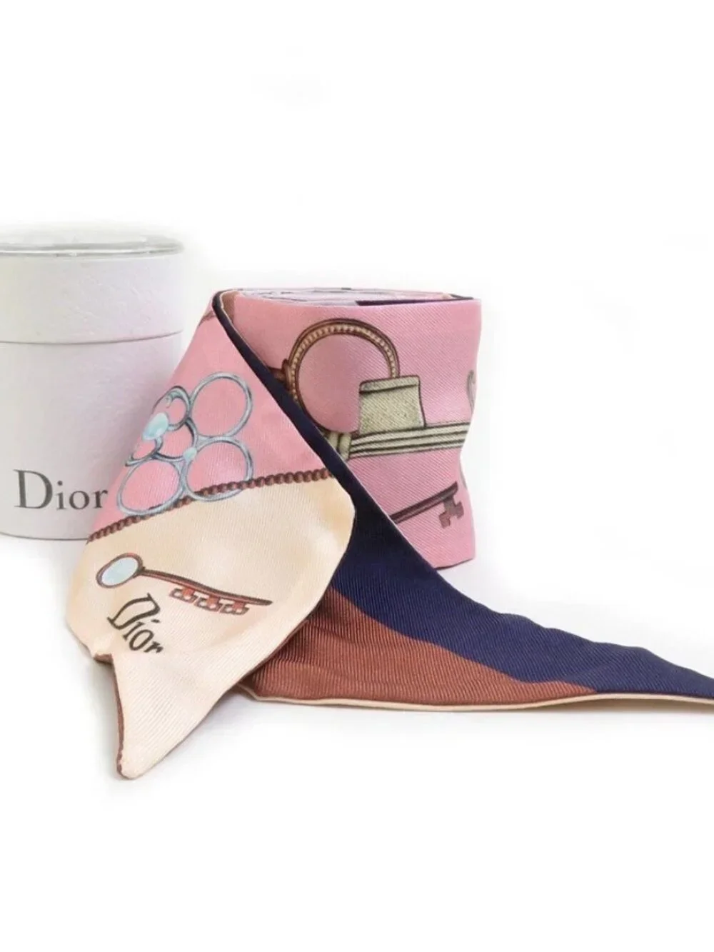Auth Christian Dior Mitzah Scarf Multicolor Silk